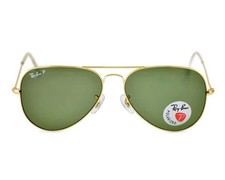 Ray-Ban Sunglasses RB3025 Aviator Classic Gold Frame Polarized Green Lens 58mm