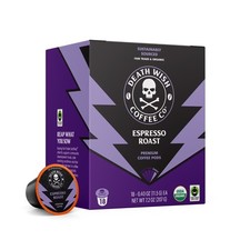 Death Wish Espresso Roast Coffee Pods 18 Count Organic Fair Trade K-Cups