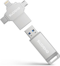 Mfi Certified Photo Stick 128GB USB Flash Drive for Iphone, 4 in 1 External Memo