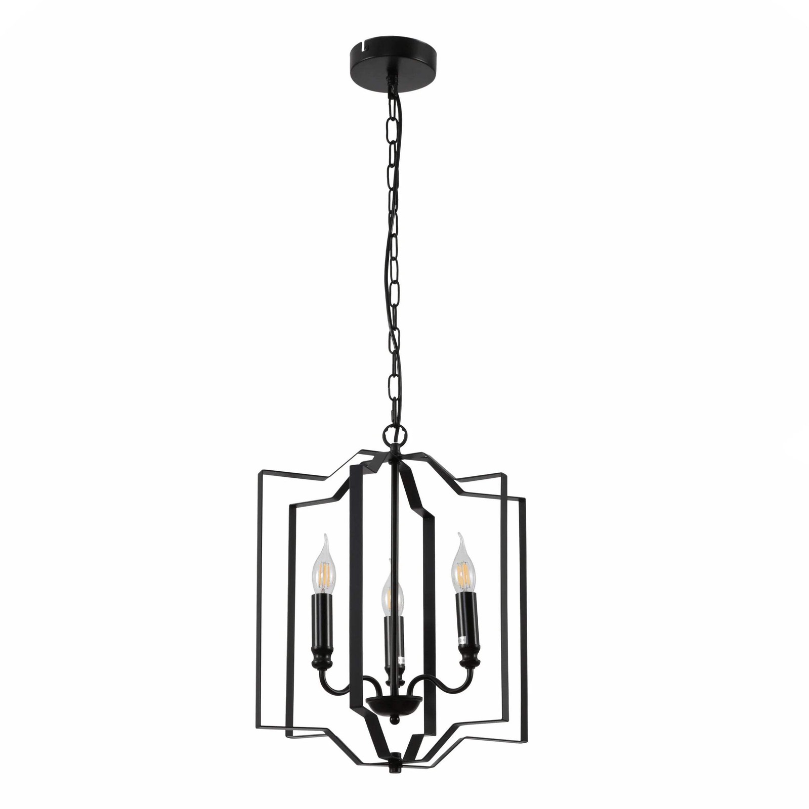 Black Cage Candle Lantern Rustic Nautical Nordic Chandelier Ceiling Light 3xE14