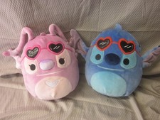 Disney Stitch  Angel Valentines Heart Glasses 8" Squishmallows Plush Set