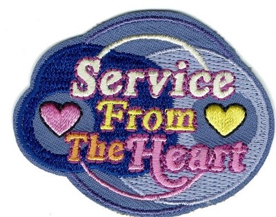 Girl Boy SERVICE FROM THE HEART Purple Fun Patches Crests Badges SCOUTS GUIDE