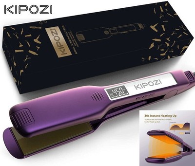 KIPOZI Hair Straightener Titanium Flat Iron Digital LCD Display 30s Heat up Fast