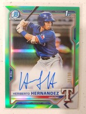 2021 Bowman Chrome Prospect Green Refractor /99 Heriberto Hernandez Auto Rookie