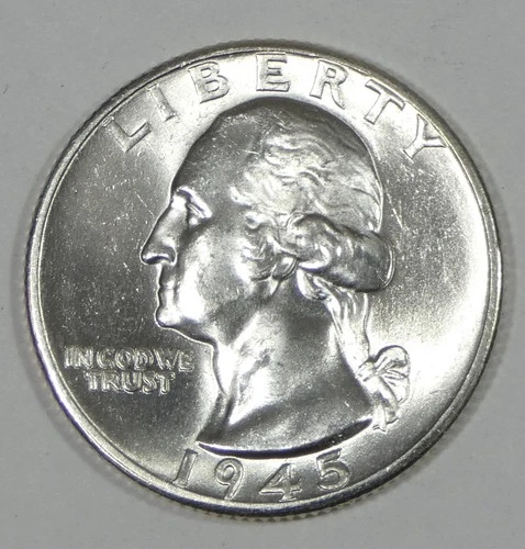 1945 Washington Quarter Nice BRILLIANT UNCIRCULATED Silver 25c