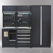 Datona  Werkstatteinrichtung Premium 225 cm Edelstahl Arbeitsplatte 136 cm