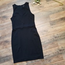 Ann Taylor Black Sleeveless Sheath Dress Size 6 Office Minimal Goth Chic LBD