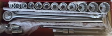 Wright TOOLS USA 3/4" Inch Drive Heavy Socket Set 19 Pieces w/Case 12 Point Used
