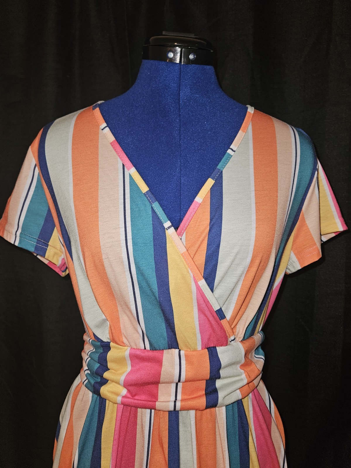 Ouges Womens Bright Striped Dress Size Large - image 3