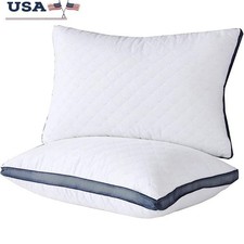 Premium Microfiber Queen Pillows 2 Pack Soft Supportive Gel Fiber Side Sleepers