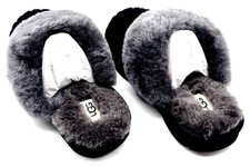 UGG Kids Cozy II Knit Slip-On Open Toe Slippers Black Size 1 New