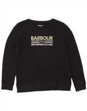 BARBOUR Womens Graphic Sweatshirt Jumper UK 10 Small Black Cotton BY11