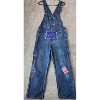 Big Smith Overalls Unisex 34 x 30 Blue Denim Upcycled Class of 2010 Emily Patch