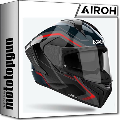 AIROH FULL FACE MOTORCYCLE HELMET MXW55 MATRYX WIDE GLOSSY RED SIZE XL