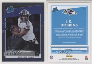 2020 Panini Donruss Rated Press Proof Silver /100 JK Dobbins #311 Rookie RC