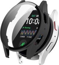Black Protective Case with Tempered Glass for Samsung Galaxy Watch 7 40mm