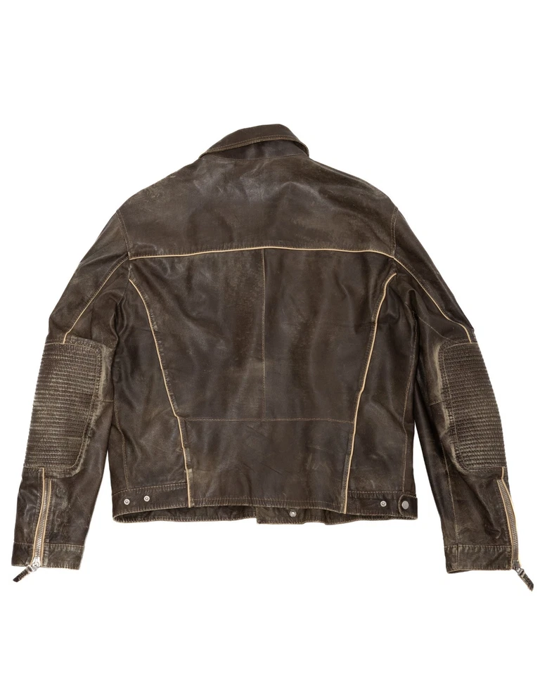 GIMO’S Vintage Leather Asymmetric Biker Jacket - Image 2 of 4