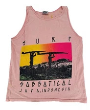 Vintage 90s Surf Sabbatical Java Indonesia Tank Top Shirt Size Medium