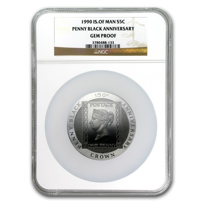 1990 Isle of Man Silver 5 Crown Penny Black Gem Proof NGC | eBay