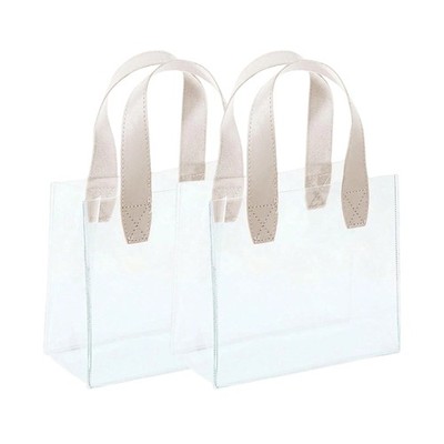 2Pieces Reusable PartyFavors Bags Water Resistant Clear PVC Gift Bag 9x9.8x5.5In