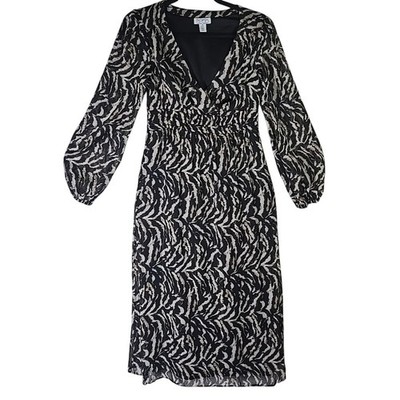 Sofia Vergara Animal Print Midi Empire Dress Womens XS Holiday Office Statement