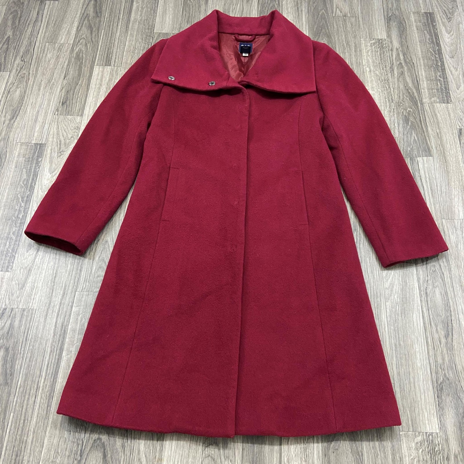 GAP Button Up Pockets Lined Maroon Wool Cashmere … - image 4