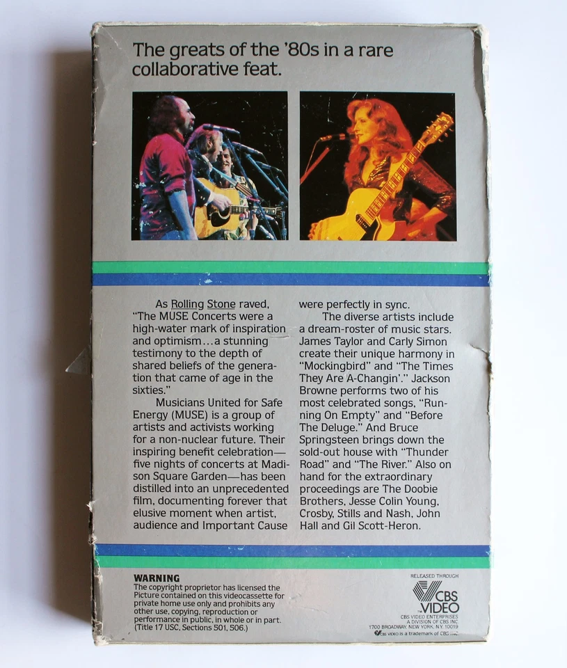THE MUSE CONCERT - NO NUKES vhs 1981 MGM/CBS James Taylor BRUCE SPRINGSTEEN OOP - Image 2 of 4