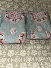 Pottery Barn Kids Aqua/Pink Floral Standard Quilted Pillow Shams As Is
