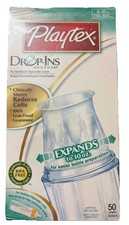 PLAYTEX DROP-INS System 50pc Expandable 8-10oz Bottle Liner Baby Infant Colic