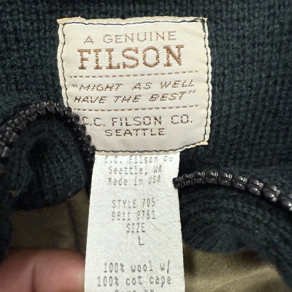 Vintage Filson Mens Green Wool Guide Sweater Vest Style 705 Size Large - Image 2 of 4