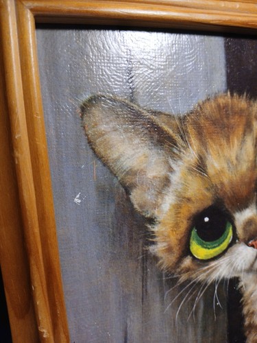 Vintage Big Eyed Cat Art Print 1960's Gig Keane - Picture 4 of 4
