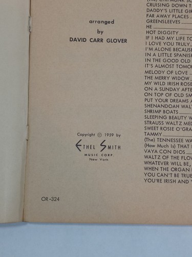 40 Popular Waltzes David Carr Glover Hammond Organ Sheet Music Song Book 1950's - Picture 4 of 7