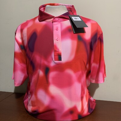 G/Fore G4 Bokeh Blur Mens 2XL Pink Red Multi Golf Polo Short New NWT logo