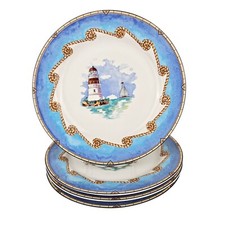 Set 4 Fitz & Floyd Omnibus Shore Lights Dinne...