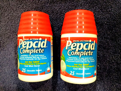 (Lot of 2) New Bottles Pepcid Dual Action Complete (Mint Flavor)