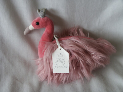 Jellycat Fluffy Fancy Flamingo Coin Purse Zippered Plush New