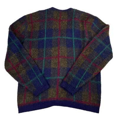 Vintage 50s 60s Campus Mohair Cardigan Sweater Checkered
