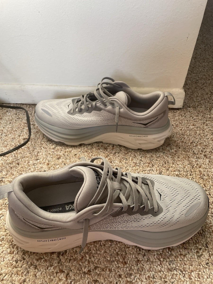 Hoka One One Bondi 8 Men's Size 12.5 Gray Lace Up Athletic