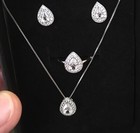 Kay Jeweler Sterling Silver Lab Created White Sapphire Ring Necklace Earring Set — photo 3