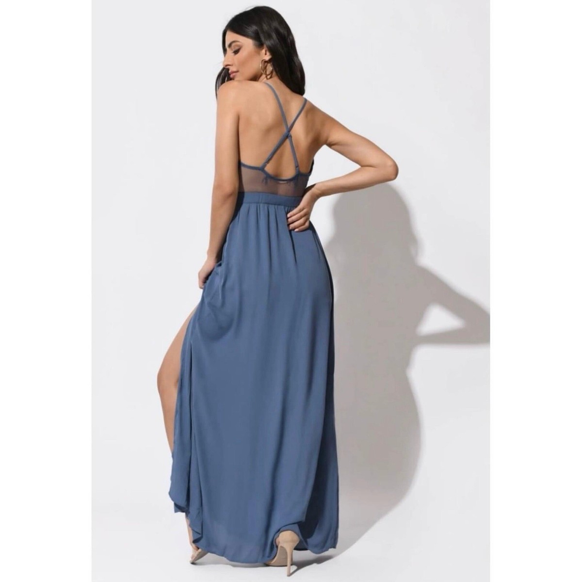 Tobi Formal/Ball Dress Blue Size S Lace, Side Split Brand New