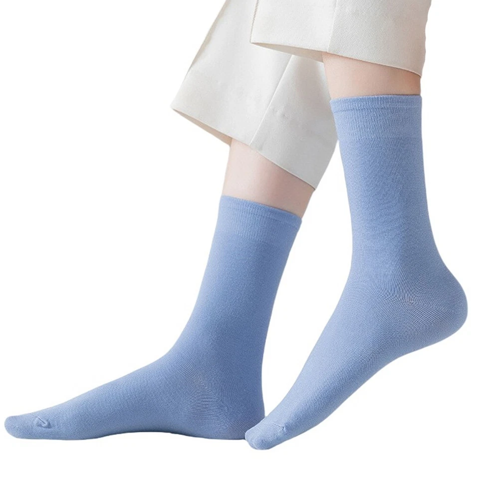 5 pares de calcetines deportivos elásticos de media pantorrilla elásticos de algodón liso para mujer Foto 2 de 4