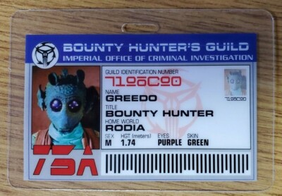 Star Wars Id Badge -Bounty Hunters Guild Greedo prop cosplay costume 
