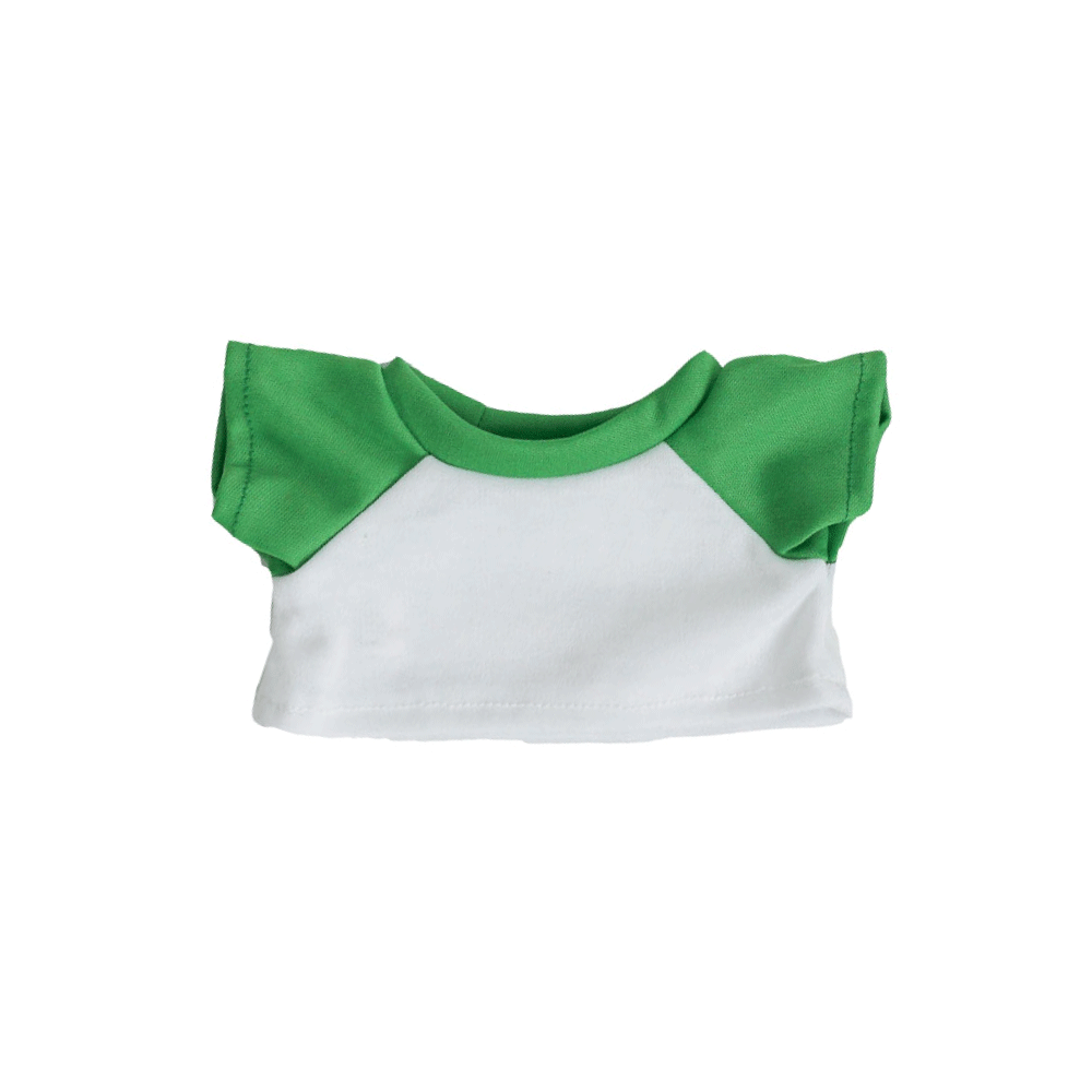 New White & Green T-Shirt for Stuffed Toy - Fits Most 14-18