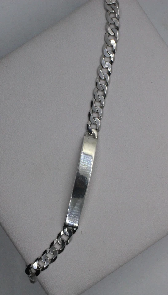 BRACCIALE GRUMETTA TARGA ARGENTO RODIATO PESANTE UOMO  Cm 21 gr 17.7  EXPLOIT - Immagine 3 di 4