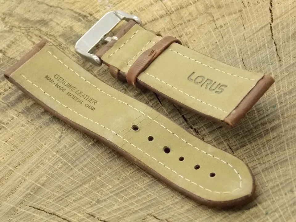 Lorus Vintage 22mm Brown Leather w Silver Tone Buckle Watch Band NOS Unused - Image 4 of 4