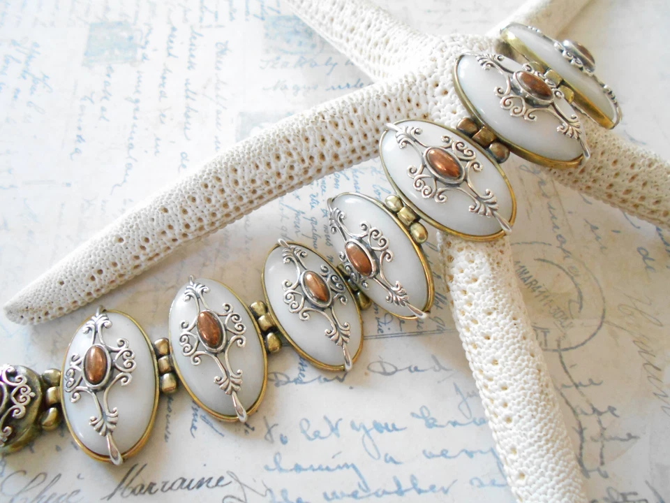 Carolyn Pollack Oxidized Sterling Brass Bronze  Calcite Bracelet   RE5350L - Image 4 of 4