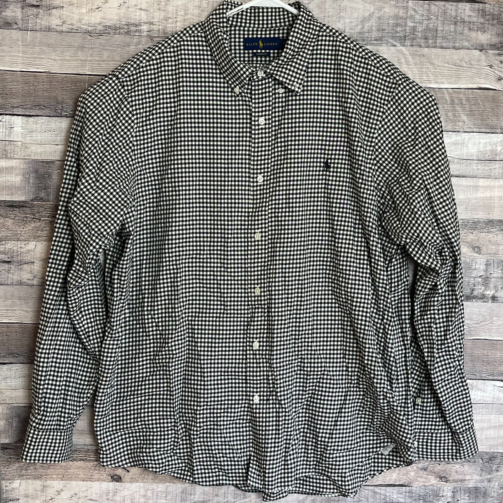 Camicia Ralph Lauren uomo XXL bianca a quadri casual pony con bottoni manica lunga moderna