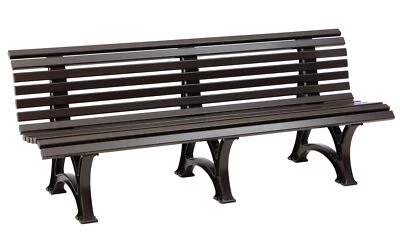 BLOME Bank aus Kunststoff braun 200 cm 4-Sitzer stabile Sitzbank Gartenbank Parkbank