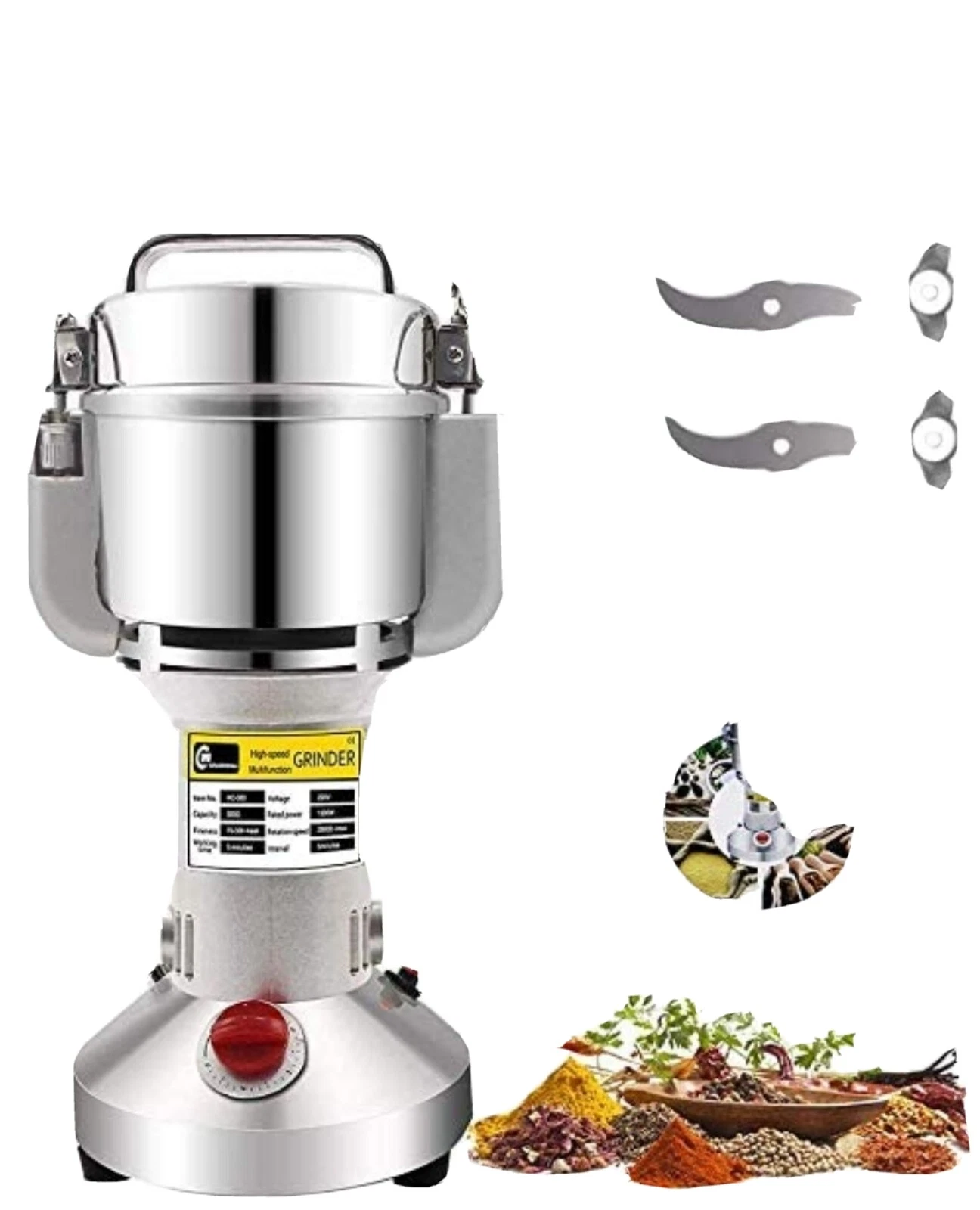 300g Electric Grain Grinder Mill Safety Upgraded Spice Herb Grinder Stainless