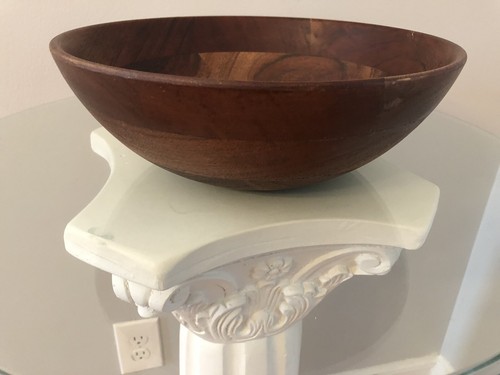 Pottery Barn Handcrafted Wood Salad Serving Bowl 11" Wide 4.5" Deep - Picture 2 of 5